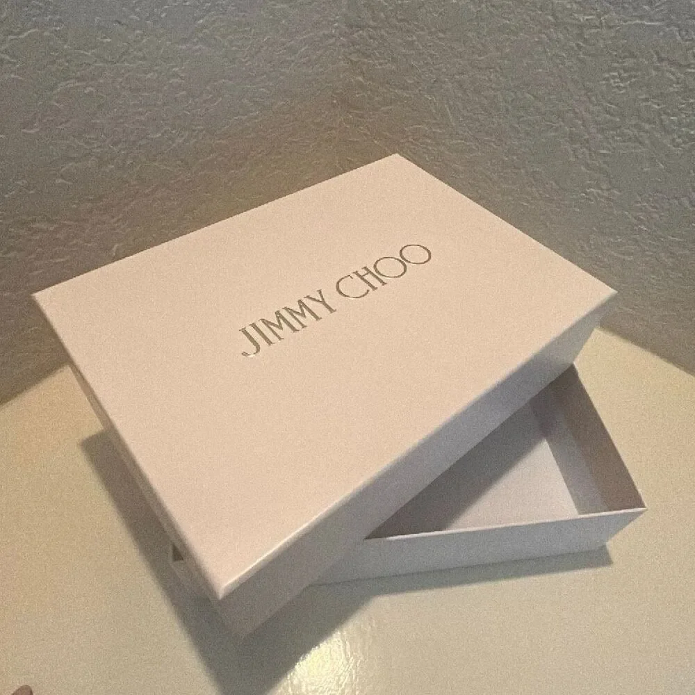 Jimmy Choo Medium Gift Box White Gold Logo Luxury Storage Home Decor Display
